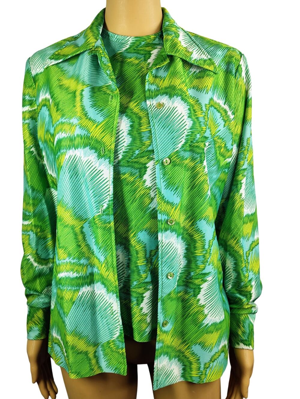 1970s 2-piece Matching Coordinate High Neck Tank Top and Blazer Set Size Medium